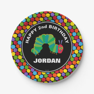 Assiettes En Carton Chalkboard Hunt Caterpillar Joyeux anniversaire