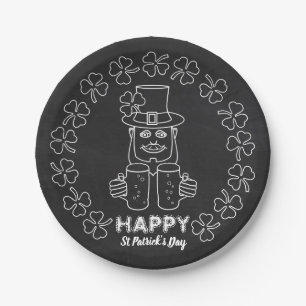 Assiettes En Carton Chalkboard Leprechaun, St Patrick's Day Party