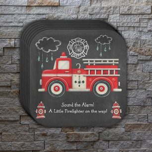 Assiettes En Carton Chalkboard Sonne l'alarme ! Baby shower de camion-