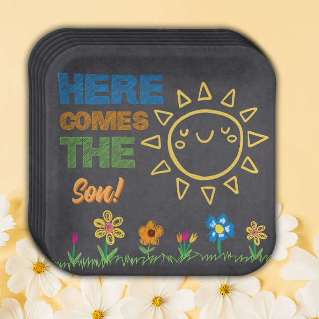 Assiettes En Carton Chalkboard Voici Le Baby shower Fils (Créateur téléchargé)