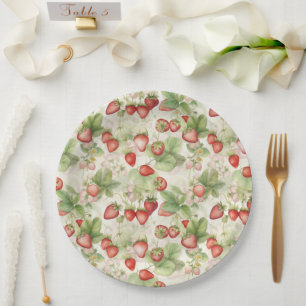 Assiettes En Carton champ de fraises rouges mûres