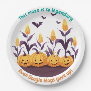 Assiettes En Carton Champ de maïs hanté d'Halloween