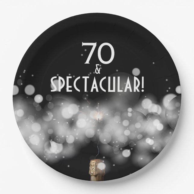 Assiettes En Carton Champagne & Sparkler 70 & Plaques de papier specta (Devant)