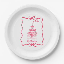 Assiettes En Carton Champagne Tower White Hand Drawn Birthday Party