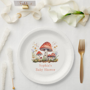 Assiettes En Carton Champignons Baby shower Floral