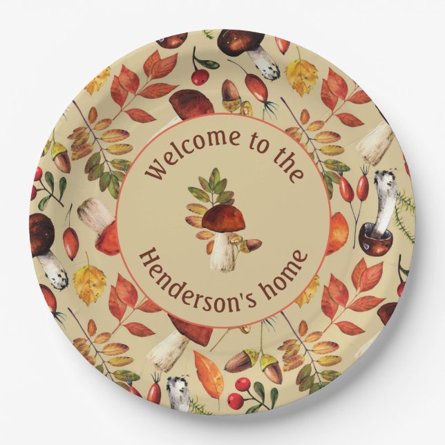 Assiettes En Carton Champignons d'automne plaques de papier personnali (Devant)
