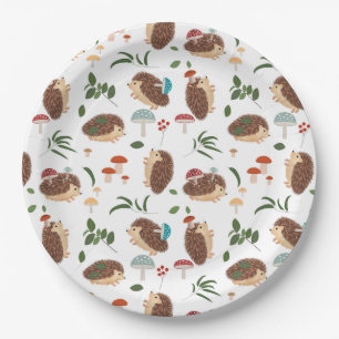 Assiettes En Carton Champignons de Hérisson Mignon Forêt Bois Animaux