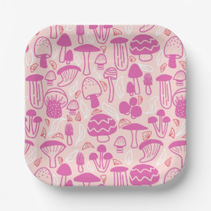 Assiettes En Carton Champignons Magenta rose