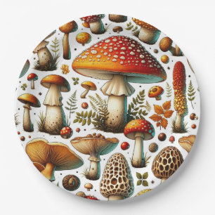Assiettes En Carton Champignons sauvages Whimsical