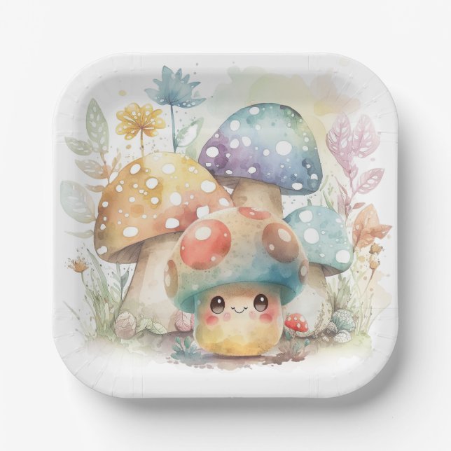 Assiettes En Carton Champignons Whimsical (Recto)