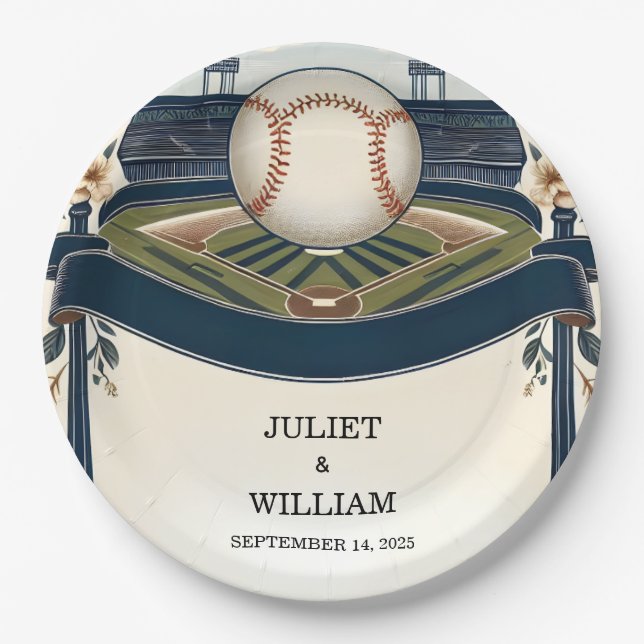 Assiettes En Carton Champion Team Ball Field Mariage de baseball (Devant)