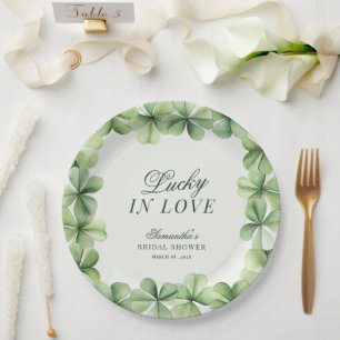 Assiettes En Carton Chanceux en amour Bridal Shower Shamrock vert
