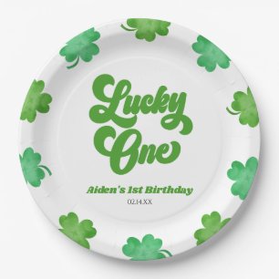 Assiettes En Carton Chanceux Un Trèfle à Trois Feuilles Vert Fête d'an