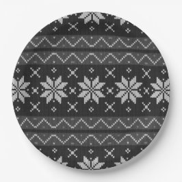 Assiettes En Carton Chandail de Noël Knit scandinave gris noir