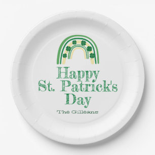 Assiettes En Carton Chandail vert Shamrock en fer à cheval St. Patrick