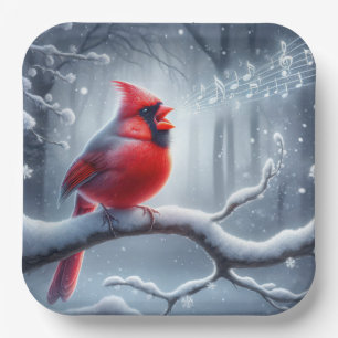 Assiettes En Carton Chant Cardinal Avec Notes Musicales