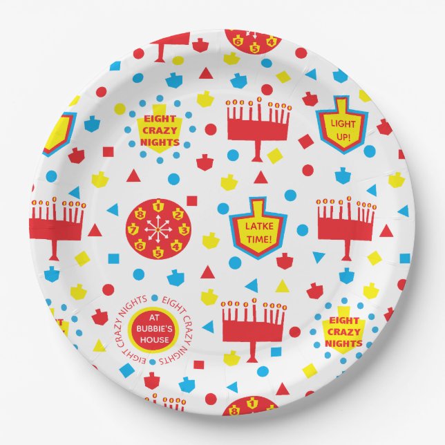 Assiettes En Carton Chanukah 8 jours et nuits (Devant)