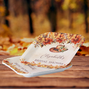Assiettes En Carton Chapeau de cowgirl fleurs d'automne orange pour do
