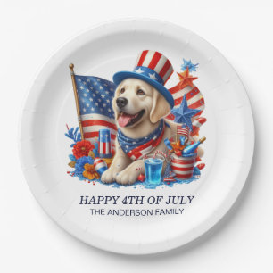 Assiettes En Carton Chapeau haut de forme patriotique chien rouge blan