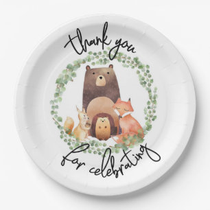 Assiettes En Carton CHAQUE Baby shower boisé Aquarelle forêt