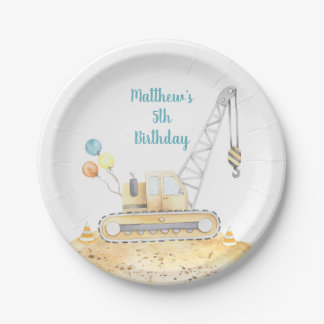 Assiettes En Carton Chariot de canalisation de construction Anniversai