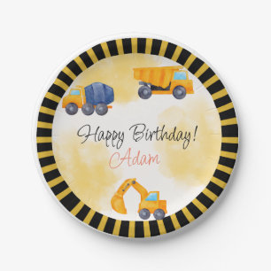 Assiettes En Carton Chariot de construction Anniversaire