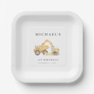 Assiettes En Carton Chariots de construction Plaques de papier d'anniv