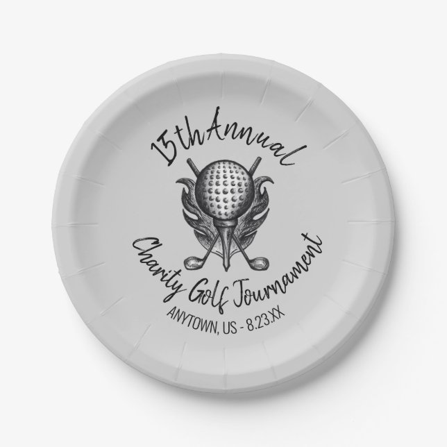 Assiettes En Carton Charity Golf Tournoi Ball Tee Clubs Course (Devant)