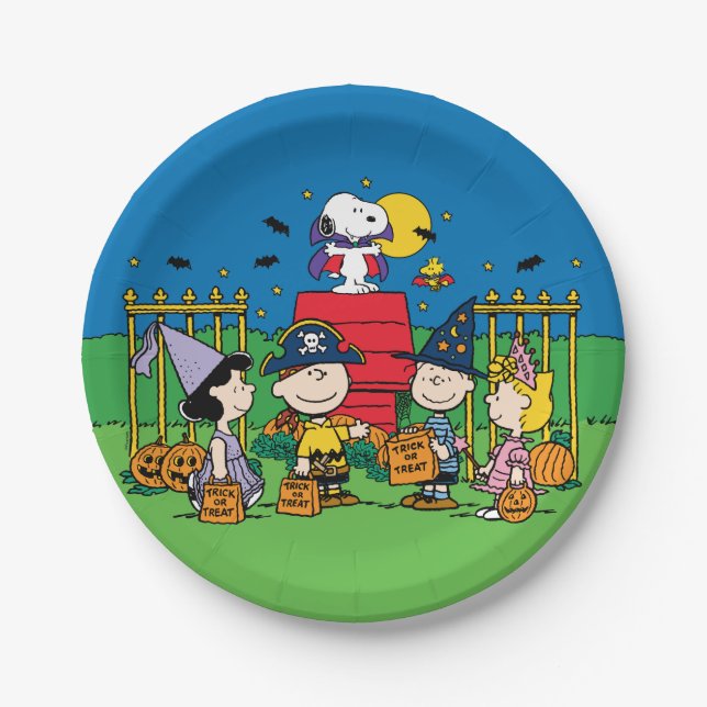 Assiettes En Carton Charlie Brown et le parti Gang Halloween (Devant)