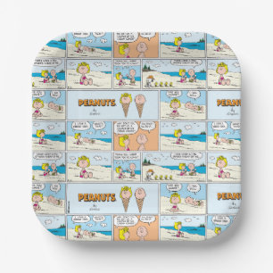 Assiettes En Carton Charlie Brown & Glace Sally À La Plage