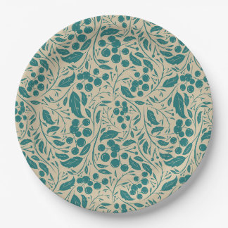Assiettes En Carton Charme de Noël Retro Cosy Motif Bleu