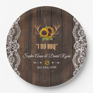 Assiettes En Carton Charme Fleurs de soleil rustiques Antlers Dentelle
