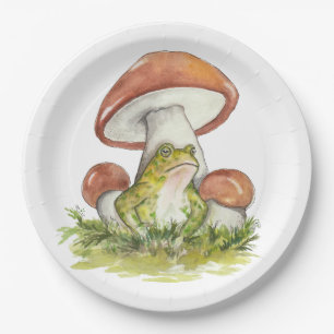 Assiettes En Carton Charming Toad Under Musroom