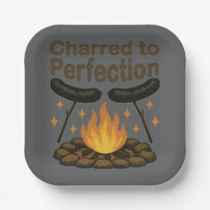 Assiettes En Carton Charred to Perfection Funky Campfire Hot Dog