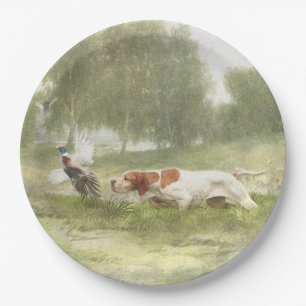 Assiettes En Carton Chasse au faisan avec pointeur