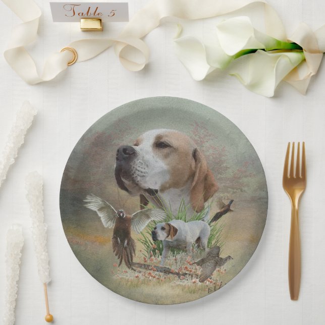 Assiettes En Carton Chasse au faisan avec pointeurs, Art (Mariage)