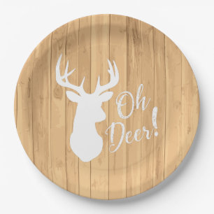 Assiettes En Carton Chasse aux cerfs Lodge Baby shower Antlers