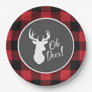 Assiettes En Carton Chasse aux cerfs Lodge Baby shower Antlers