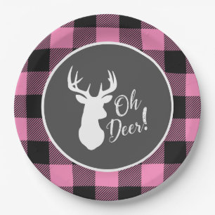 Assiettes En Carton Chasse aux cerfs Lodge Baby shower Antlers Girl Ro