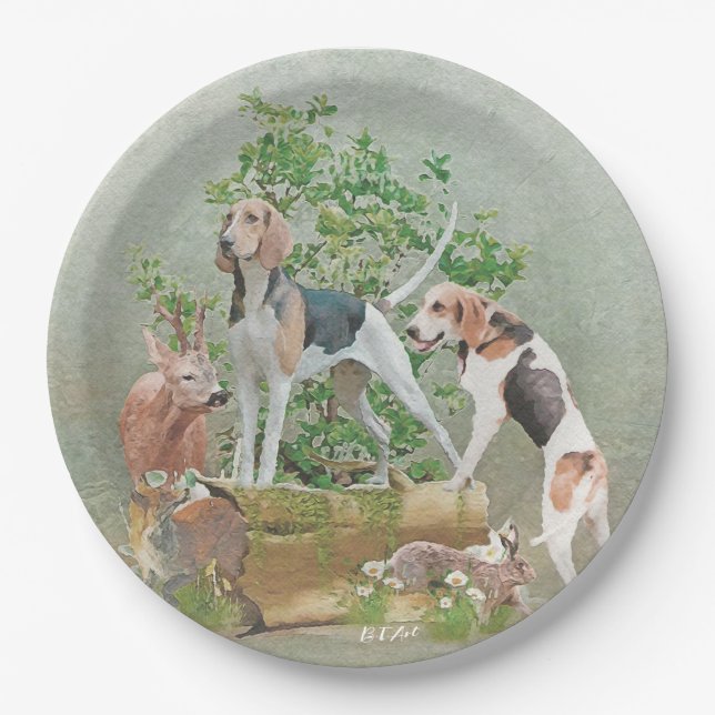 Assiettes En Carton Chasse aux chiens (Devant)