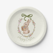 Chasse aux œufs de lapin floral de Pâques