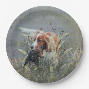 Assiettes En Carton Chasse avec Epagneul Breton