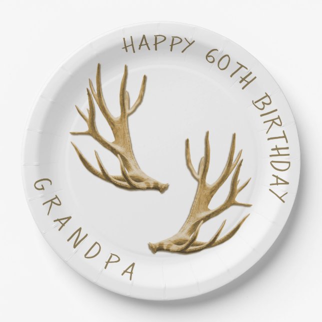 Assiettes En Carton Chasseur de cerfs Anniversaire Plaques personnalis (Devant)