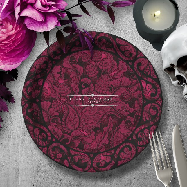 Assiettes En Carton Châssis gothique Paisley Défilé Burgundy ID866 (Créateur téléchargé)