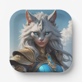 Assiettes En Carton Chat à oeil bleu