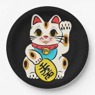 Assiettes En Carton Chat chanceux maneki nekko