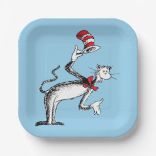 Assiettes En Carton Chat dans le Casquette prend une chèvre