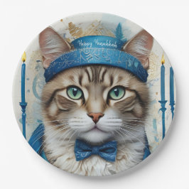 Assiettes En Carton Chat Festif à Hanoukka déguisé Salutation