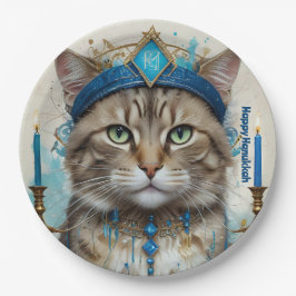 Assiettes En Carton Chat Festif à Hanoukka déguisé Salutation