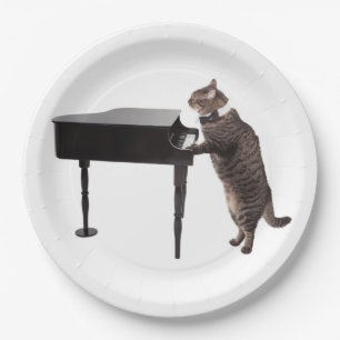Assiettes En Carton Chat Jouer Piano